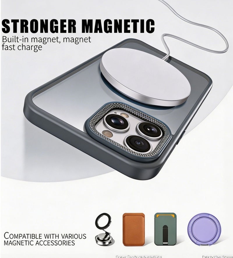 for iPhone 15 Pro Max Case Compatible with MagSafe,Magnetic Phone Case for iPhone 15 Pro Max,Diamond Texture M  atte Anti-Fingerprint Shockproof Luxury INS Style Protective Cover Titanium Gray - Image 2