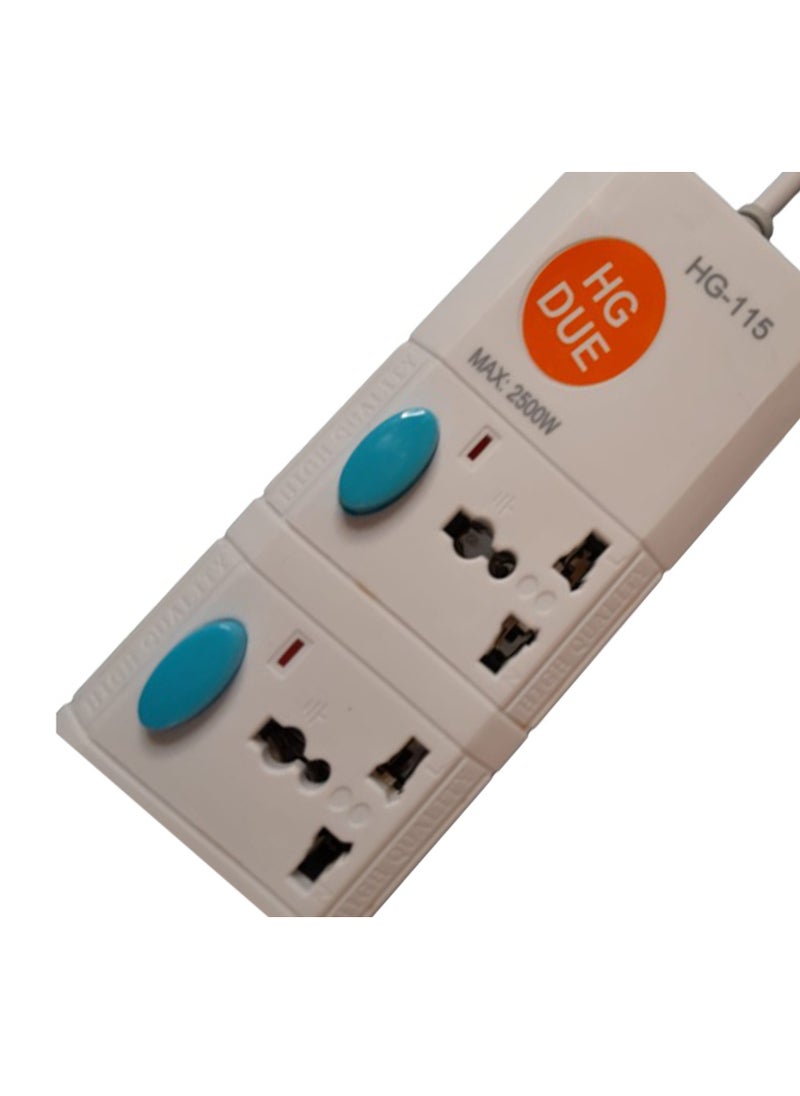 Extension Bar with 5 sockets 3m Wire, 2500W 5 Universal Outlets with 5 Individual Switch and 5 Power Indicator 5  Way Extension Cord Board, Electric Extension Power Strip 250V/ 50/60Hz  Long Length