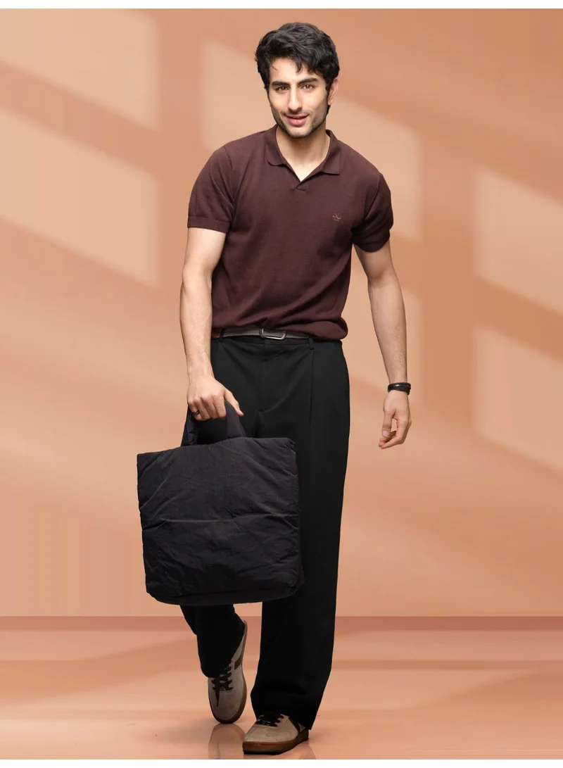 روجن Baggy Fit Pleated Trouser  | Black