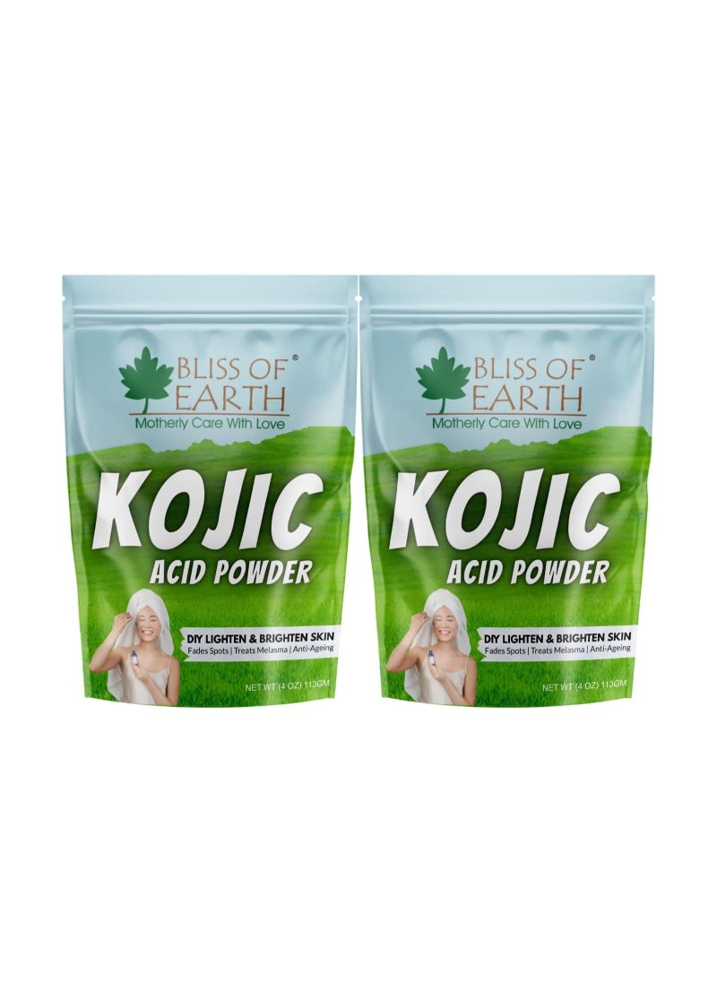 BLISS OF EARTH Bliss of Earth 4 oz Korean Kojic Acid Powder Original for Skin Whitening, Soap Making & DIY Products 113GM Pack of 2  - Image 1