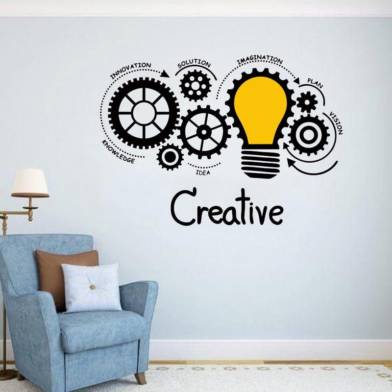 Sky Flying Gears Creative Bulb Office - Inspirational - Motivational - Quotes - Wall Sticker for Kids Room, Living Room, School, Library (Size - 121CM X 55CM) - Image 3