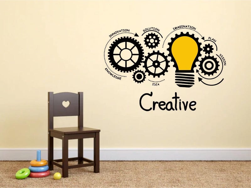 Sky Flying Gears Creative Bulb Office - Inspirational - Motivational - Quotes - Wall Sticker for Kids Room, Living Room, School, Library (Size - 121CM X 55CM) - Image 2