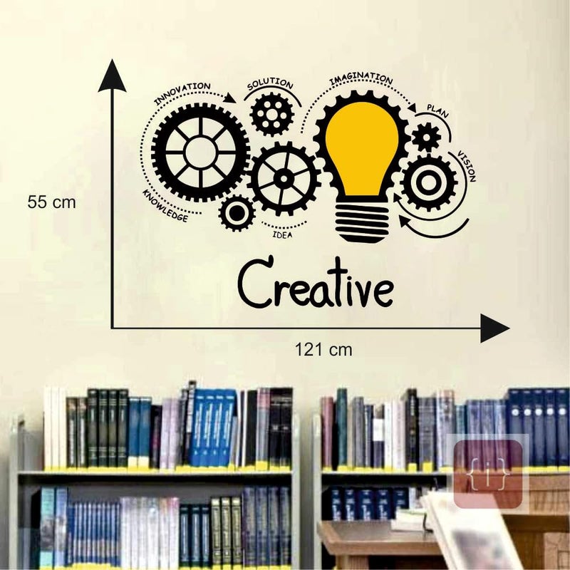 Sky Flying Gears Creative Bulb Office - Inspirational - Motivational - Quotes - Wall Sticker for Kids Room, Living Room, School, Library (Size - 121CM X 55CM) - Image 4