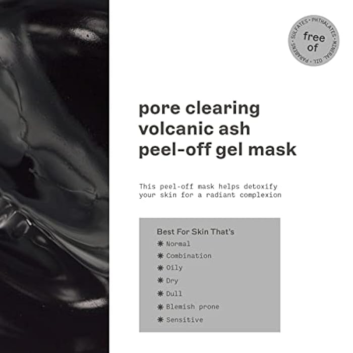 FREEMAN Pore Clearing Volcanic Ash Peel-Off Gel Facial Mask, Deep Cleansing, Removes Dirt From Pores, Not Over-Drying, Easy-to-use, For Men, 6 fl.oz./175 mL Tube - Image 3