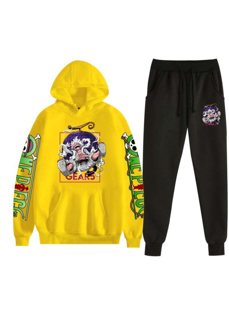 KUYING New One Piece Casual Loose Hooded Sweatshirt And Pants Set  - Image 1