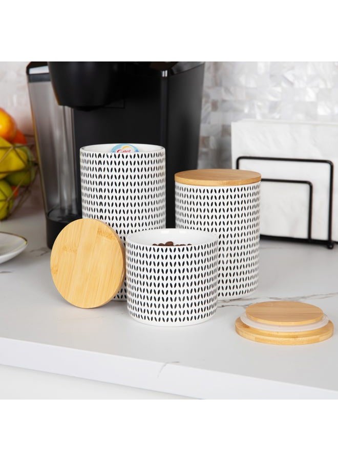 Mind Reader Small, Medium, Large Ceramic Lids, 3 pc Round Canister Sets, Food Storage Jar Container, White/black, One Size - Image 5