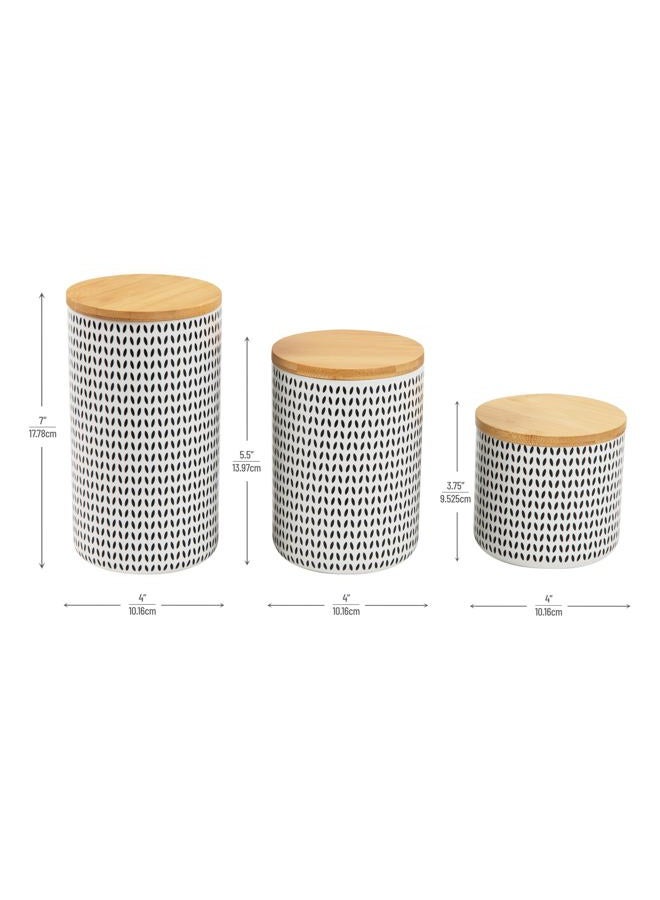 Mind Reader Small, Medium, Large Ceramic Lids, 3 pc Round Canister Sets, Food Storage Jar Container, White/black, One Size - Image 3