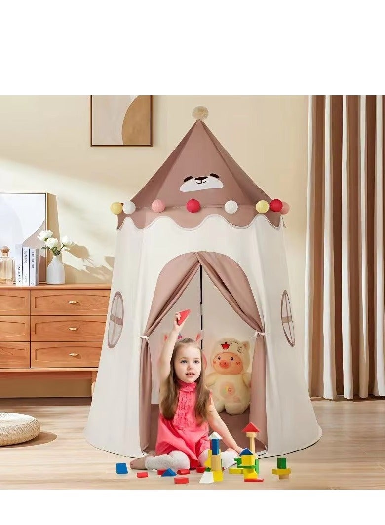 DUNISO خيمة لعب للأطفال باللون البني مع نافذتين، خيمة لعب للأطفال في الأماكن المغلقة، خيمة سرير للأطفال الصغار للأولاد والبنات باللون البني، خيمة محمولة وقابلة للطي للأطفال الصغار - Image 2