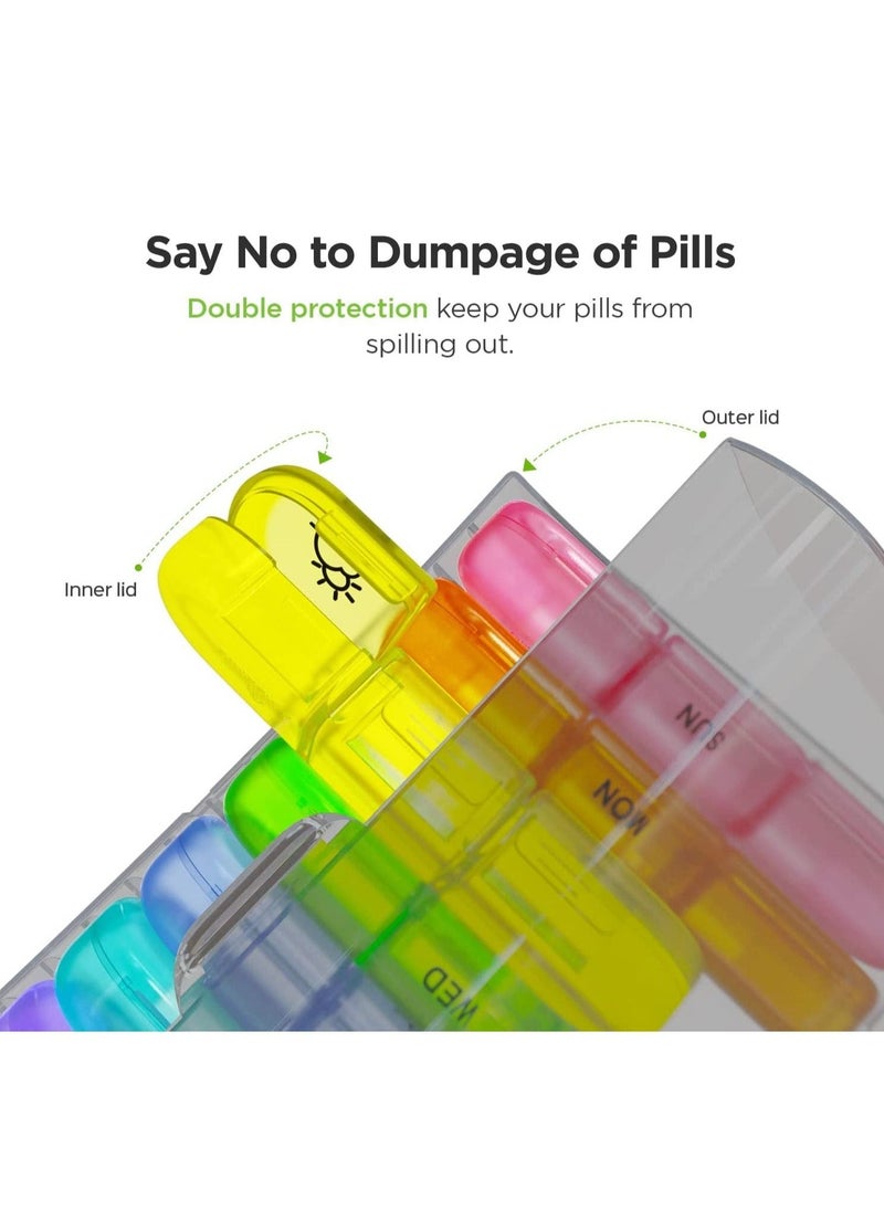 Generic - Weekly Pill Organizer 3 Times A Day, Portable Travel Pill Box 7 Day with Large Compartments, Portable Travel Pill Case for Vitamins, Medicine, Fish Oils, Supplements (Black Shell, Color Box) - Image 1