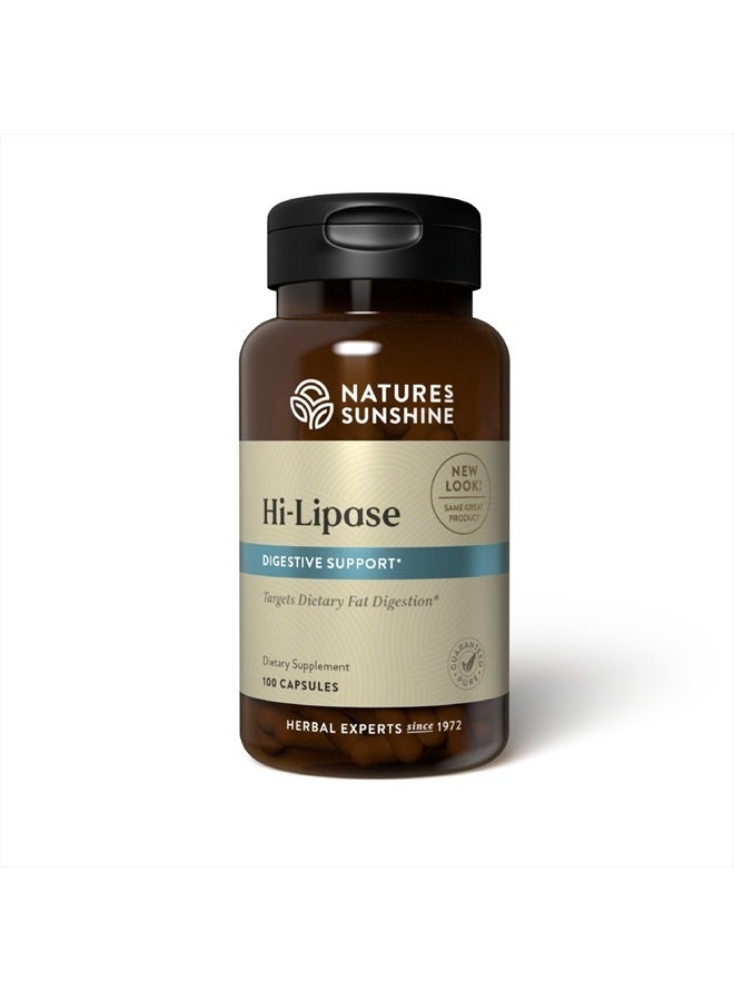 NATURE'S SUNSHINE Hi Lipase Dietary Supplement, 100 Capsules | Powerful Enzyme Supplement that Allows the Digestive System to Digest Fats - Image 1