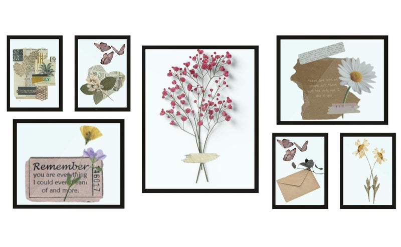 Frametory Floating Picture Frames Set  Black Metal Photo Frames  Real Glass  Displays One 11x14 Two 8x10 And Four 5x7 Inch Photos for Home Decoration