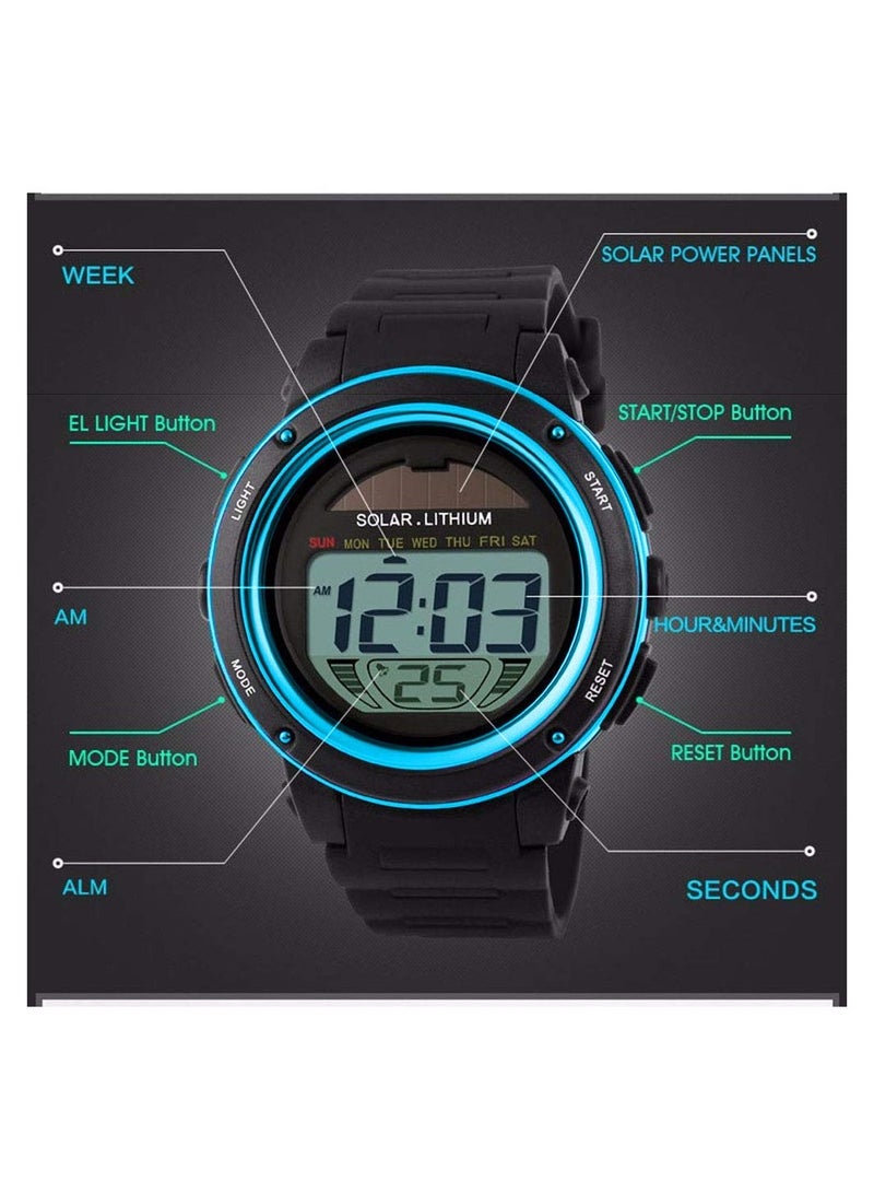 KASTWAVE Solar Energy Watch for Kids, 3-15 Year Old Boys,Digital Sport Outdoor Multifunctional Chronograph LED 50 M Waterproof Alarm Calendar Analog Watch for Children with Silicone Band for Boy Girl Children - Image 3