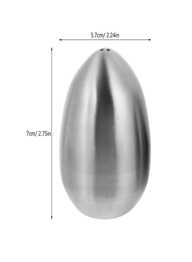 Hemoton 2Pcs Stainless Steel Salt Pepper Shaker Set,Egg-Shaped Seasoning Jar,3-Hole Seasoning Containers for Kitchen Dining BBQ,Easter Egg Shape Condiment Pots - Image 3