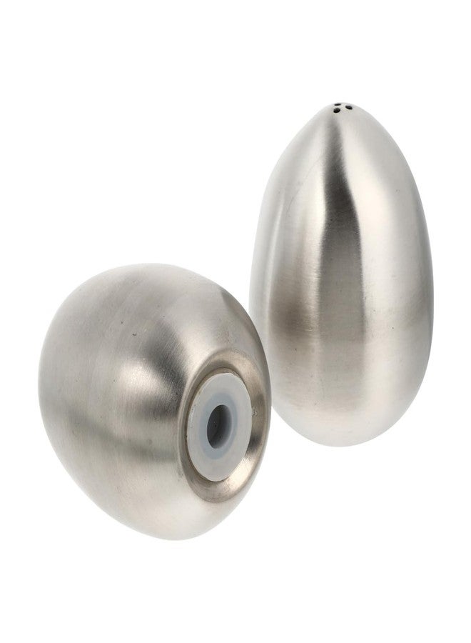 Hemoton 2Pcs Stainless Steel Salt Pepper Shaker Set,Egg-Shaped Seasoning Jar,3-Hole Seasoning Containers for Kitchen Dining BBQ,Easter Egg Shape Condiment Pots - Image 1