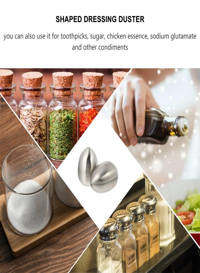 Hemoton 2Pcs Stainless Steel Salt Pepper Shaker Set,Egg-Shaped Seasoning Jar,3-Hole Seasoning Containers for Kitchen Dining BBQ,Easter Egg Shape Condiment Pots - Image 5