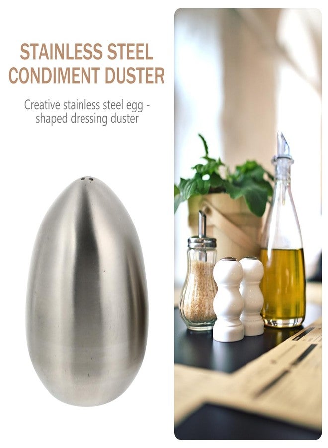 Hemoton 2Pcs Stainless Steel Salt Pepper Shaker Set,Egg-Shaped Seasoning Jar,3-Hole Seasoning Containers for Kitchen Dining BBQ,Easter Egg Shape Condiment Pots - Image 4