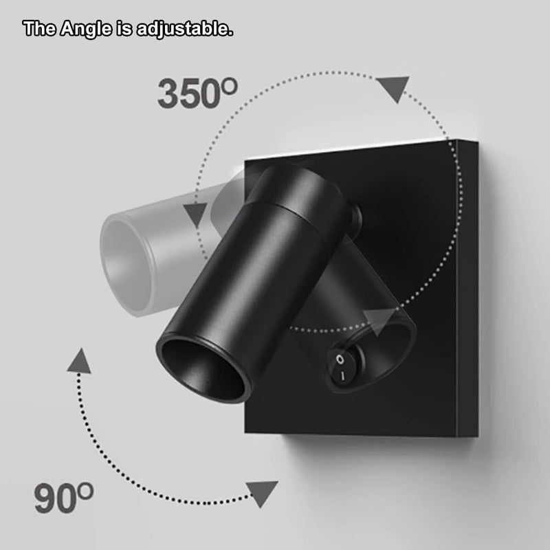 LED Wall Mount Reading Light Adjustable Spotlight, Bedside Sconce with Switch 3W Headboard Spot Lighting, 360°+90° Rotation Lamps for Living Room Bedroom Read(Black) (Black) - Image 5