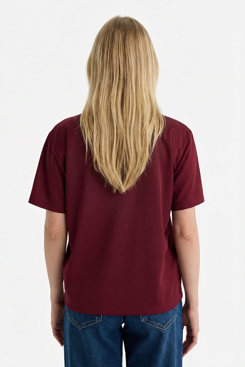 DeFacto Red Woman Harry Potter Polo Collar Printed Oversize T-Shirt Casual - Image 5