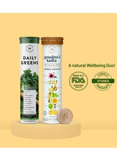 WELLBEING NUTRITION Organic Immunity Booster Kit, (Daily Greens and Grandma's Kadha,15x2 Effervescent Tablets)  - Image 2