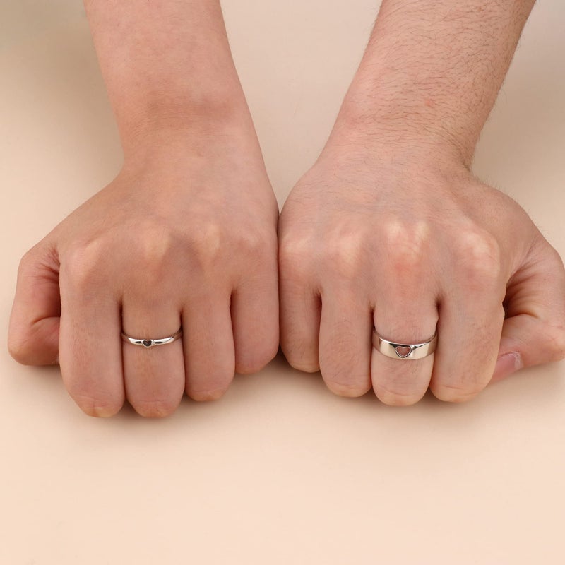 MILACOLATO Matching Rings for Couples 925 Sterling Silver Adjustable Matching Heart Promise Ring I Love You Engagement Wedding Ring for Him and Her Valentines Day Gifts - Image 5