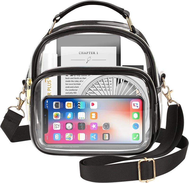 MoKo Clear Bag Stadium Approved for Women Large Capicity Crossbody Bag with 2 Pockets and Zipper - Image 1