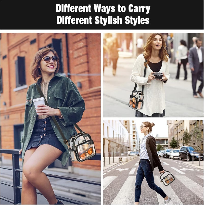 MoKo Clear Bag Stadium Approved for Women Large Capicity Crossbody Bag with 2 Pockets and Zipper - Image 5