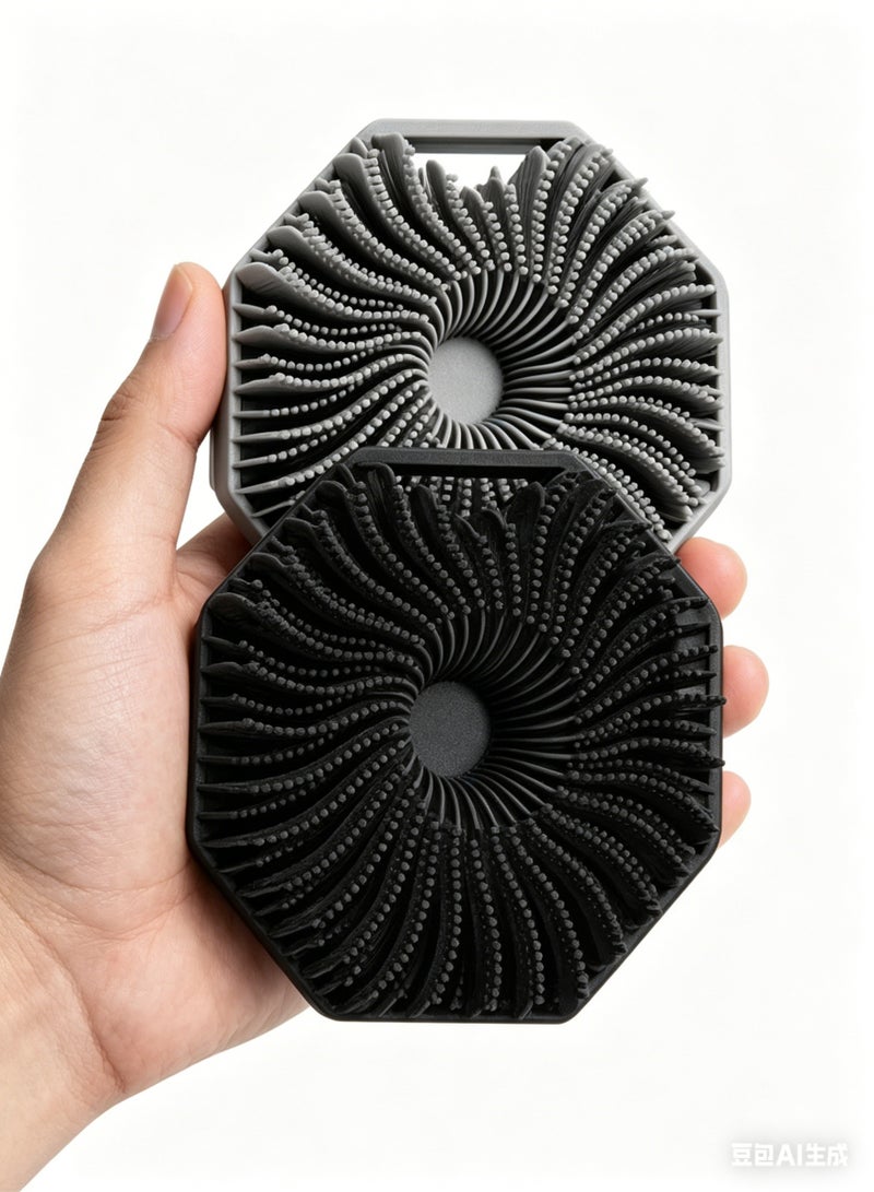 Silicone body scrub, exfoliating body scrub for showering, silicone body brush for showering, and anti slip handle suitable for all skin types (two pieces in gray and black) - Image 1