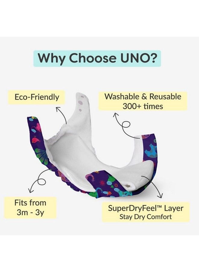 New Uno Freesize Cloth Diaper ; Cloth Diaper For Babies 3M To 3Y ; Washable & Reusable Cloth Diaper ; Comes With Cloth Diaper Insert ; 1 Diaper And 1 Organic Cotton Soaker