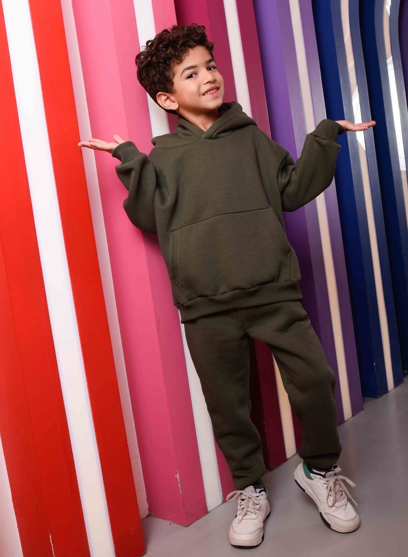 TOTSA Olive Green Oversize Hoodie Set - Image 1