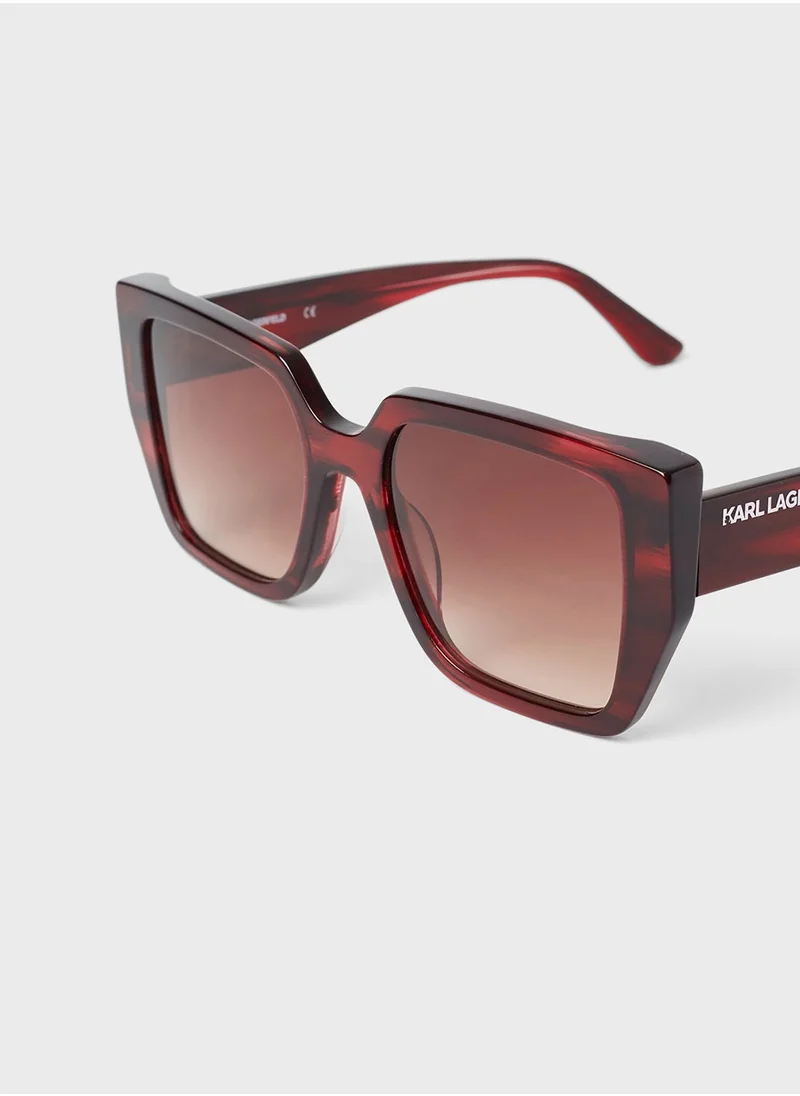 Karl Lagerfeld Full Rim Acetate Modified Rectangle Sunglasses