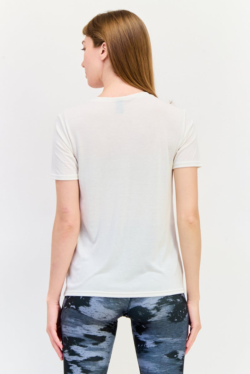 SKECHERS Women Sportswear Fit Short Sleeve Training T-Shirt, Cream  - Image 3