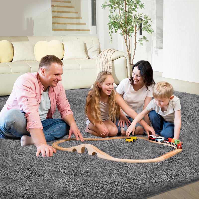 Fairblink Ultra Soft Rug for Living Room, 8X10 Grey Fluffy Shag Area Rug for Bedroom, Modern Shaggy Carpets Fuzzy Rug for Teens Dorm Nursery Home Decor Aesthetic, Upgrade Anti-Skid Durable - Image 2