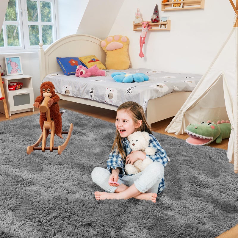 Fairblink Ultra Soft Rug for Living Room, 8X10 Grey Fluffy Shag Area Rug for Bedroom, Modern Shaggy Carpets Fuzzy Rug for Teens Dorm Nursery Home Decor Aesthetic, Upgrade Anti-Skid Durable - Image 3