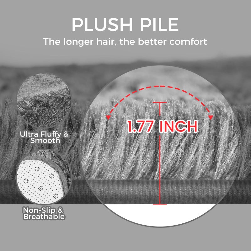 Fairblink Ultra Soft Rug for Living Room, 8X10 Grey Fluffy Shag Area Rug for Bedroom, Modern Shaggy Carpets Fuzzy Rug for Teens Dorm Nursery Home Decor Aesthetic, Upgrade Anti-Skid Durable - Image 5