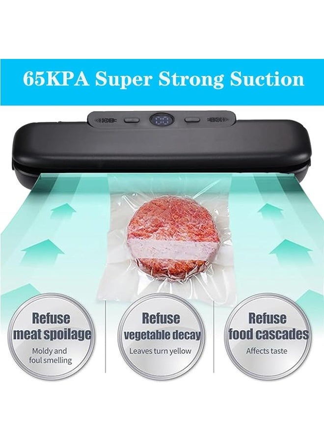 DUNISO Vacuum Sealer, Automatic Food Preserving Machine, Equipped With 10 Vacuum Sealing Bags, Food Vacuum Sealing System, Dry And Wet, One-Click Preservation, Plastic Seal 30cm, Easy To Handle Food Storage,Black - Image 3