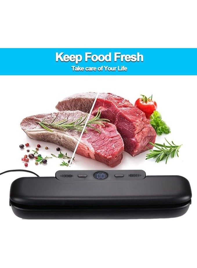 DUNISO Vacuum Sealer, Automatic Food Preserving Machine, Equipped With 10 Vacuum Sealing Bags, Food Vacuum Sealing System, Dry And Wet, One-Click Preservation, Plastic Seal 30cm, Easy To Handle Food Storage,Black - Image 1