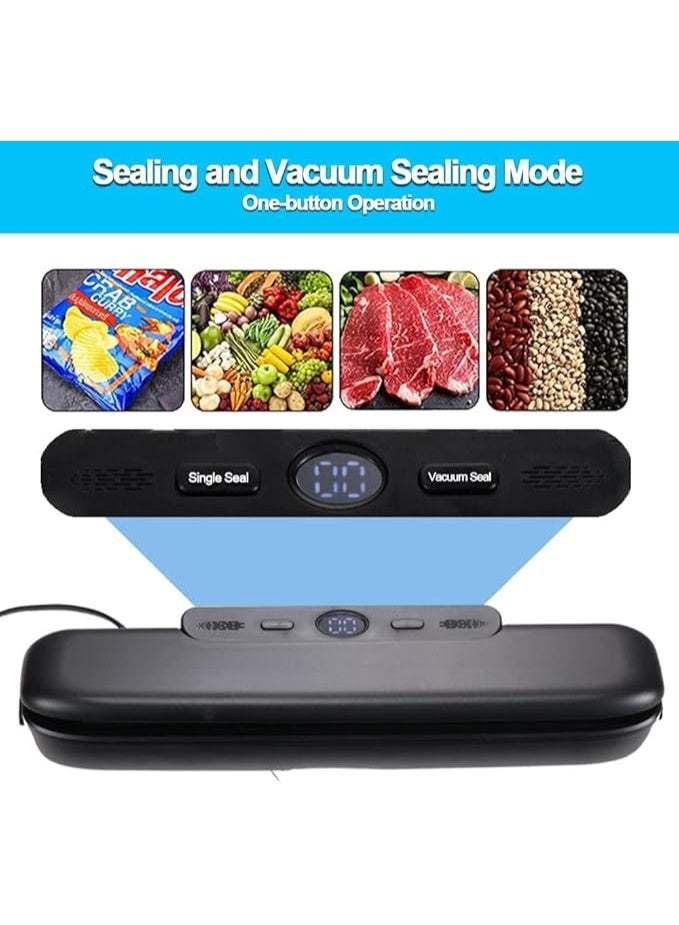 DUNISO Vacuum Sealer, Automatic Food Preserving Machine, Equipped With 10 Vacuum Sealing Bags, Food Vacuum Sealing System, Dry And Wet, One-Click Preservation, Plastic Seal 30cm, Easy To Handle Food Storage,Black - Image 2
