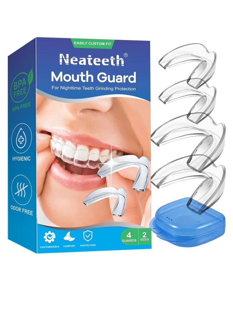 NEATEETH Mouth Guard for Clenching Teeth at Night, Upgraded Night Guards for Teeth Grinding, Pack of 4 Moldable Mouth Guard Stops Bruxism and Teeth Clenching 2 Sizes with One Travel Cases  - Image 1