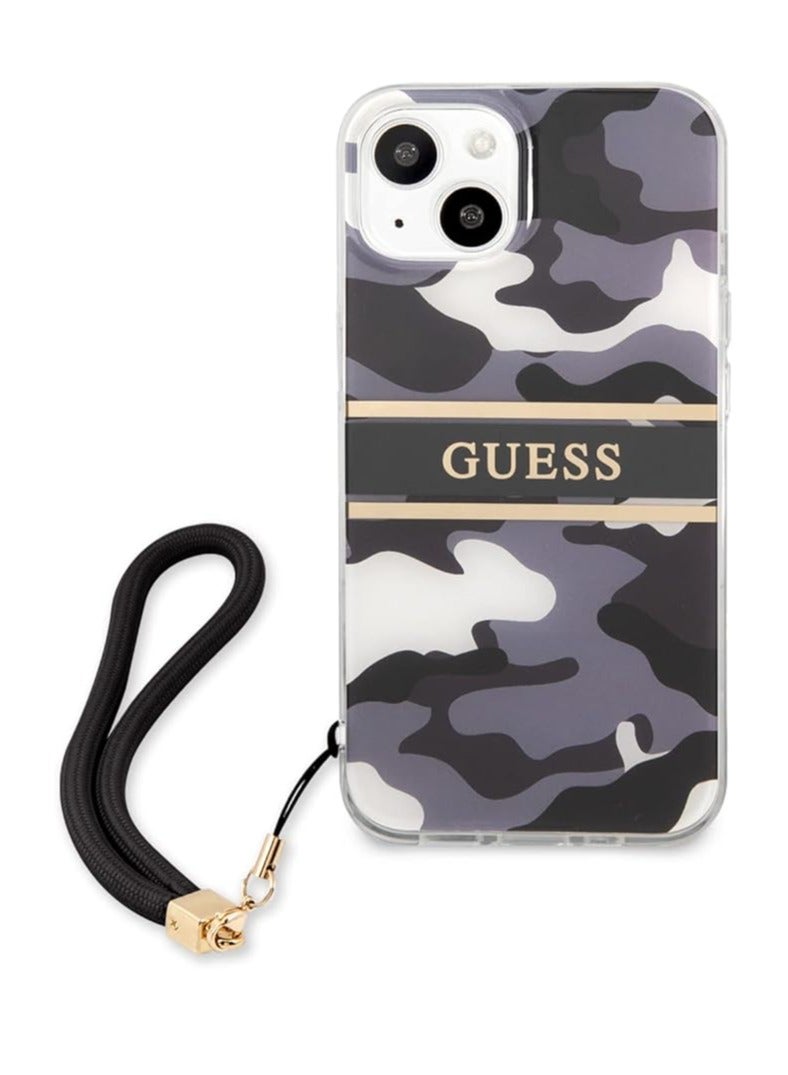 GUESS Guess Pc/Tpu Case Camo Design And Stripe With Nylon Strap For Iphone 13 (6.1") - Black - Image 3