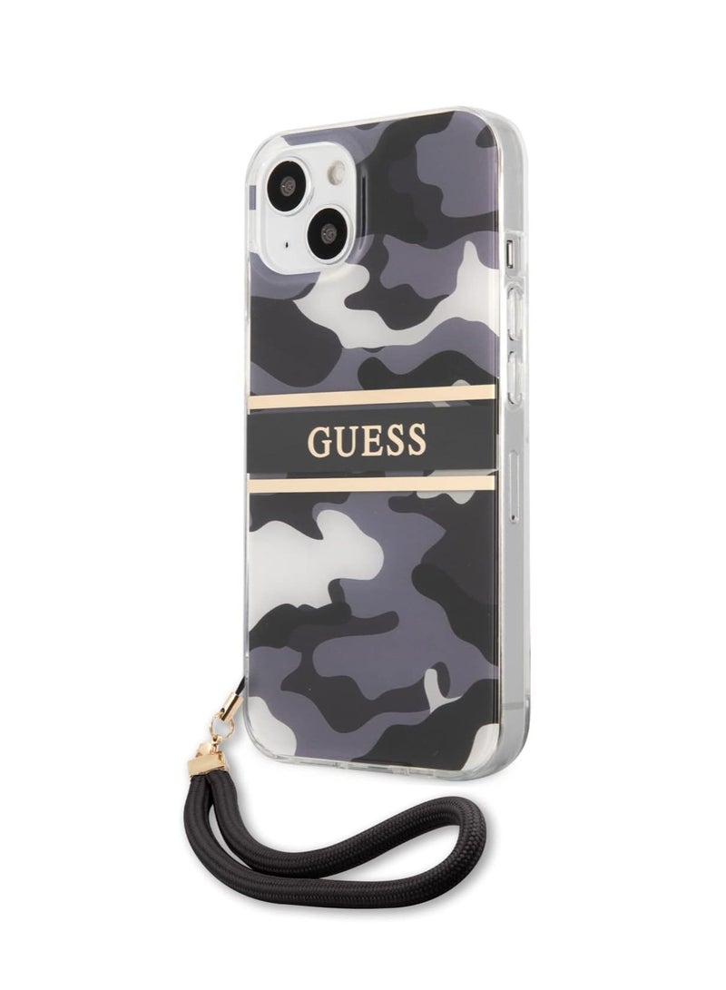 GUESS Guess Pc/Tpu Case Camo Design And Stripe With Nylon Strap For Iphone 13 (6.1") - Black - Image 5