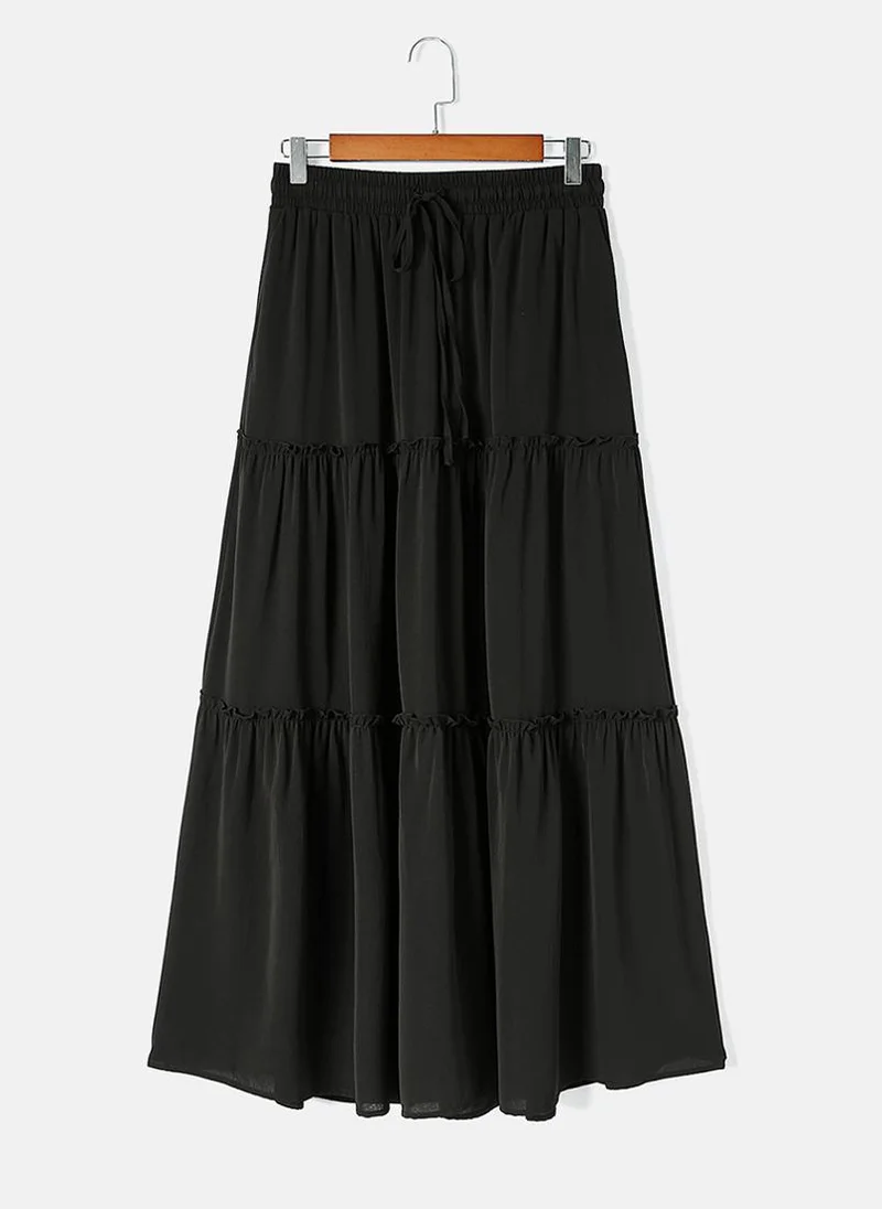 YUNIQEE Black Tiered Maxi Skirt