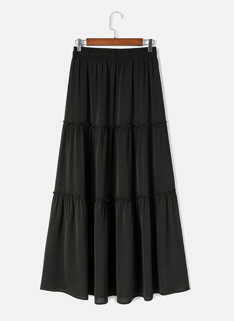 YUNIQEE Black Tiered Maxi Skirt