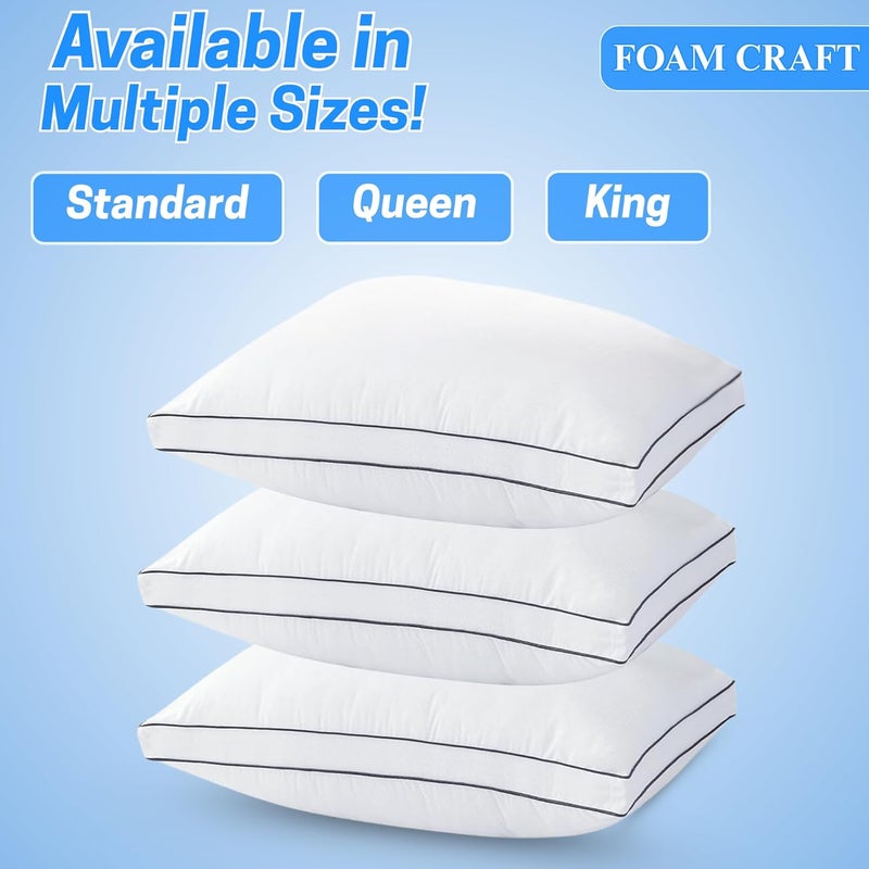 FOAM CRAFT® King Bed Pillows for Back & Side Sleepers - Cooling & Fluffy Gusseted Design, Pack of 2 - Image 3