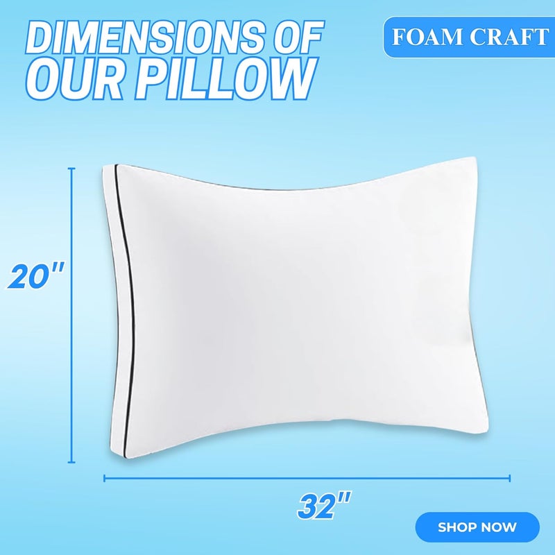 FOAM CRAFT® King Bed Pillows for Back & Side Sleepers - Cooling & Fluffy Gusseted Design, Pack of 2 - Image 2