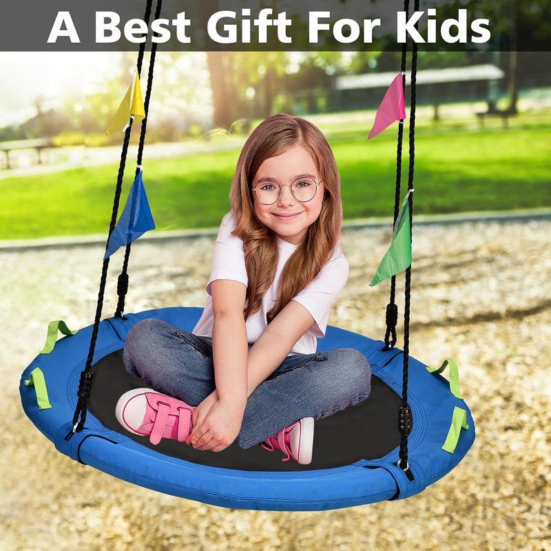 HeyZoo Tree Swing, Saucer Flying Swing 24 Inch for Kids, 900lbs Weight Capacity, with Adjustable Hanging Straps, for Backyard and Outdoor Playground, Gifts for Kids, Blue - Image 4