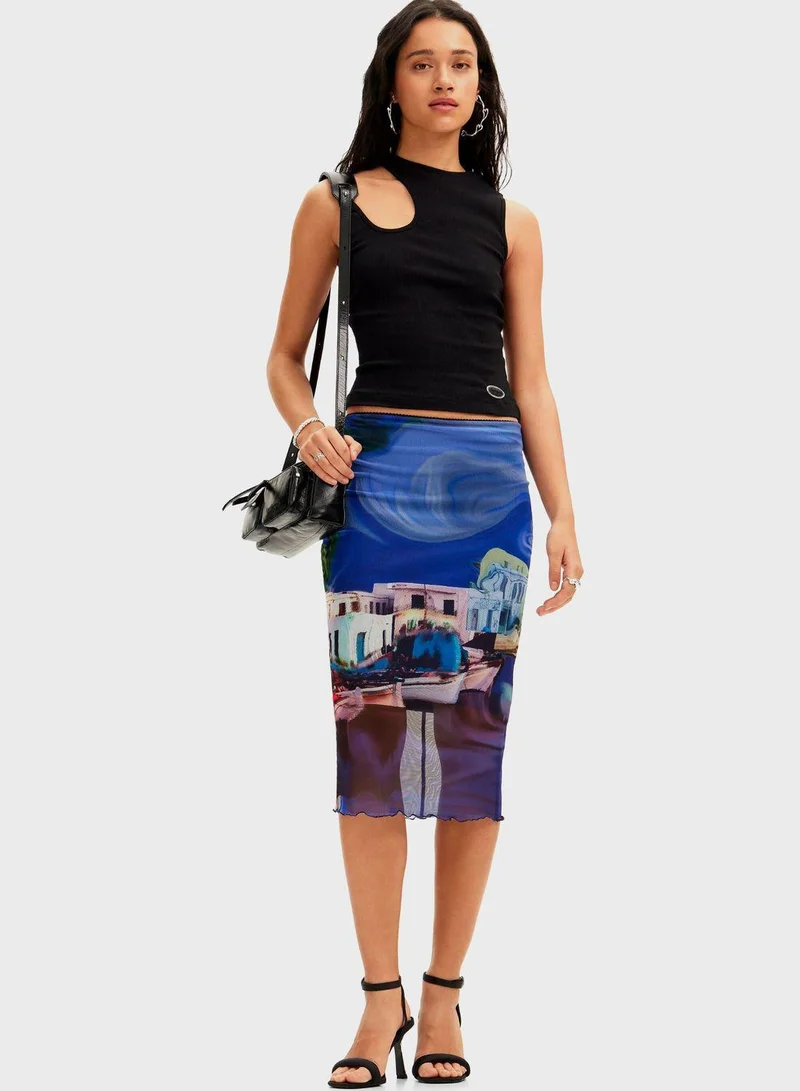 DESIGUAL Christian Lacroix Landscape Midi Skirt