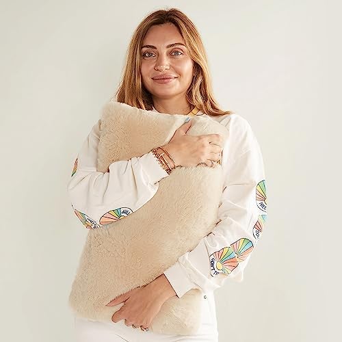 UnHide Squish Lumbar Pillow - Faux Fur Pillow - Extra Soft Throw Pillow - Rectangular Shaped, Polyester Fill - Machine Washable - Perfect for Living Room Or Bedroom - 10” x 18” - Beige Bear - Image 2