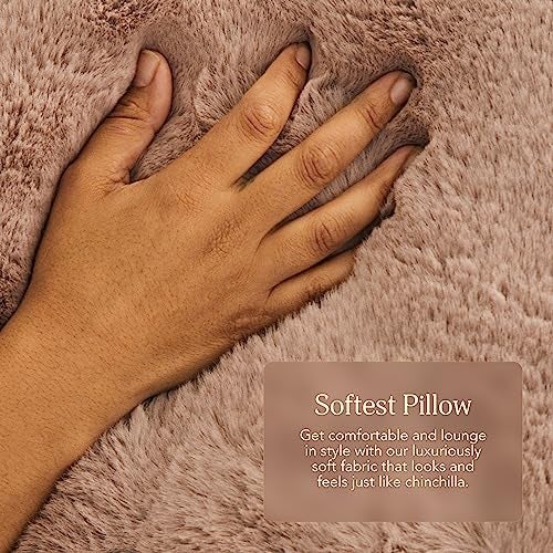 UnHide Squish Lumbar Pillow - Faux Fur Pillow - Extra Soft Throw Pillow - Rectangular Shaped, Polyester Fill - Machine Washable - Perfect for Living Room Or Bedroom - 10” x 18” - Beige Bear - Image 5