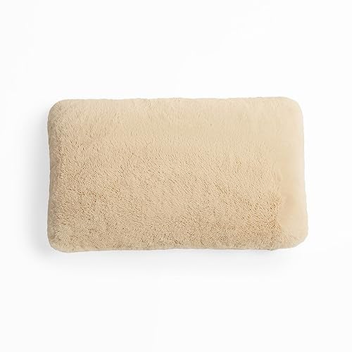 UnHide Squish Lumbar Pillow - Faux Fur Pillow - Extra Soft Throw Pillow - Rectangular Shaped, Polyester Fill - Machine Washable - Perfect for Living Room Or Bedroom - 10” x 18” - Beige Bear - Image 1