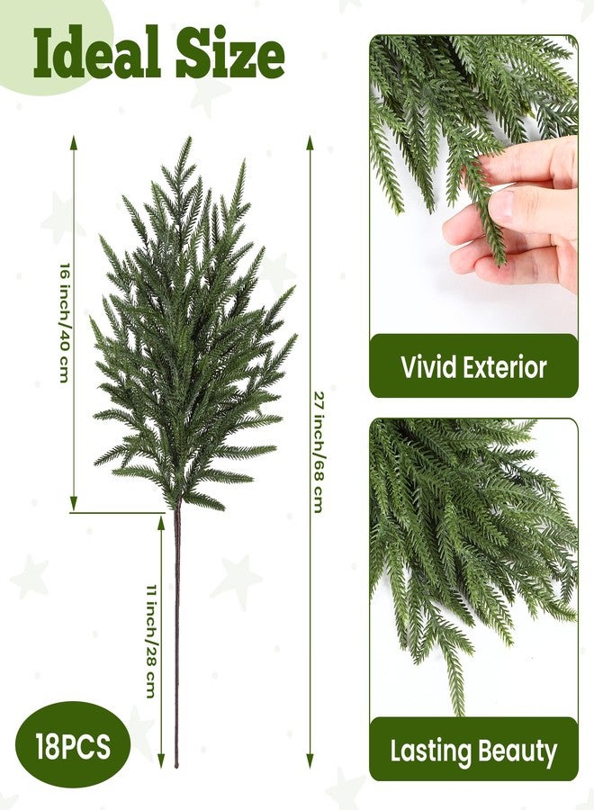 Alupssuc 27 Inch Norfolk Pine Stems, 18 Pcs Real Touch Norfolk Pine Branch, Christmas Greenery Stems for Vase DIY/Garland Making/Table Decoration, Xmas Decor for Indoor, Outdoor & Home - Image 2